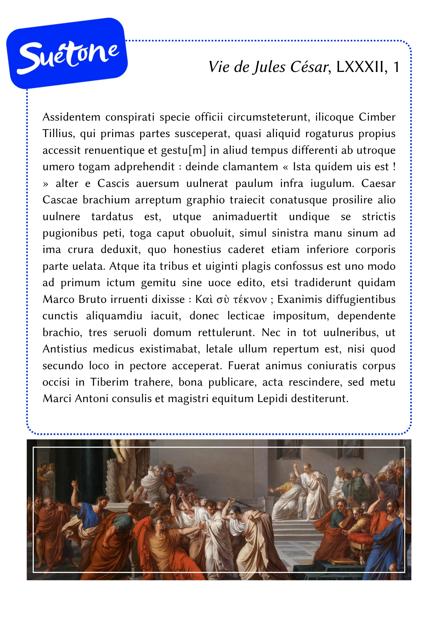 Suétone, La mort de César
