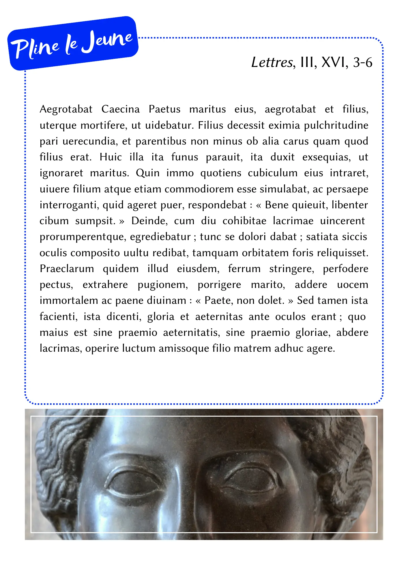 Pline le Jeune, Une femme héroïque : Arria